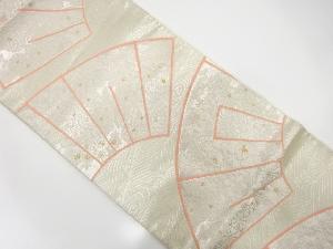 アンティーク　地紙に草花・荒波模様織出し袋帯（着用可）